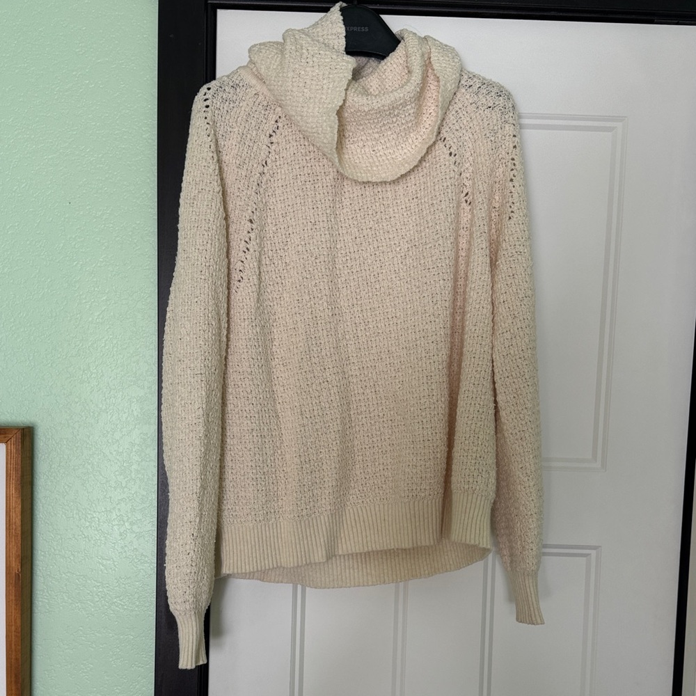 Free People Cream Cowl Neck Sweater